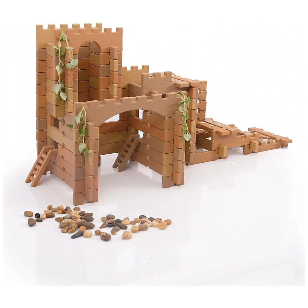 Conjunto de blocos de construção Guidecraft Tabletop Notch Blocks Western com 129 peças em TPE e 10 cartas de inspiração dupla face