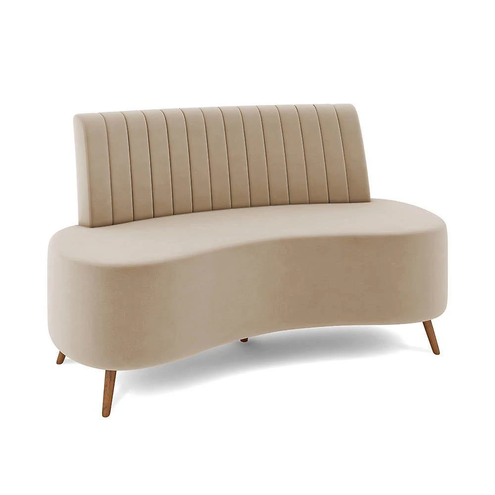 Sofá 2 Lugares Living 160cm Pé Palito Maraú Veludo K01 - D'rossi Cor Bege