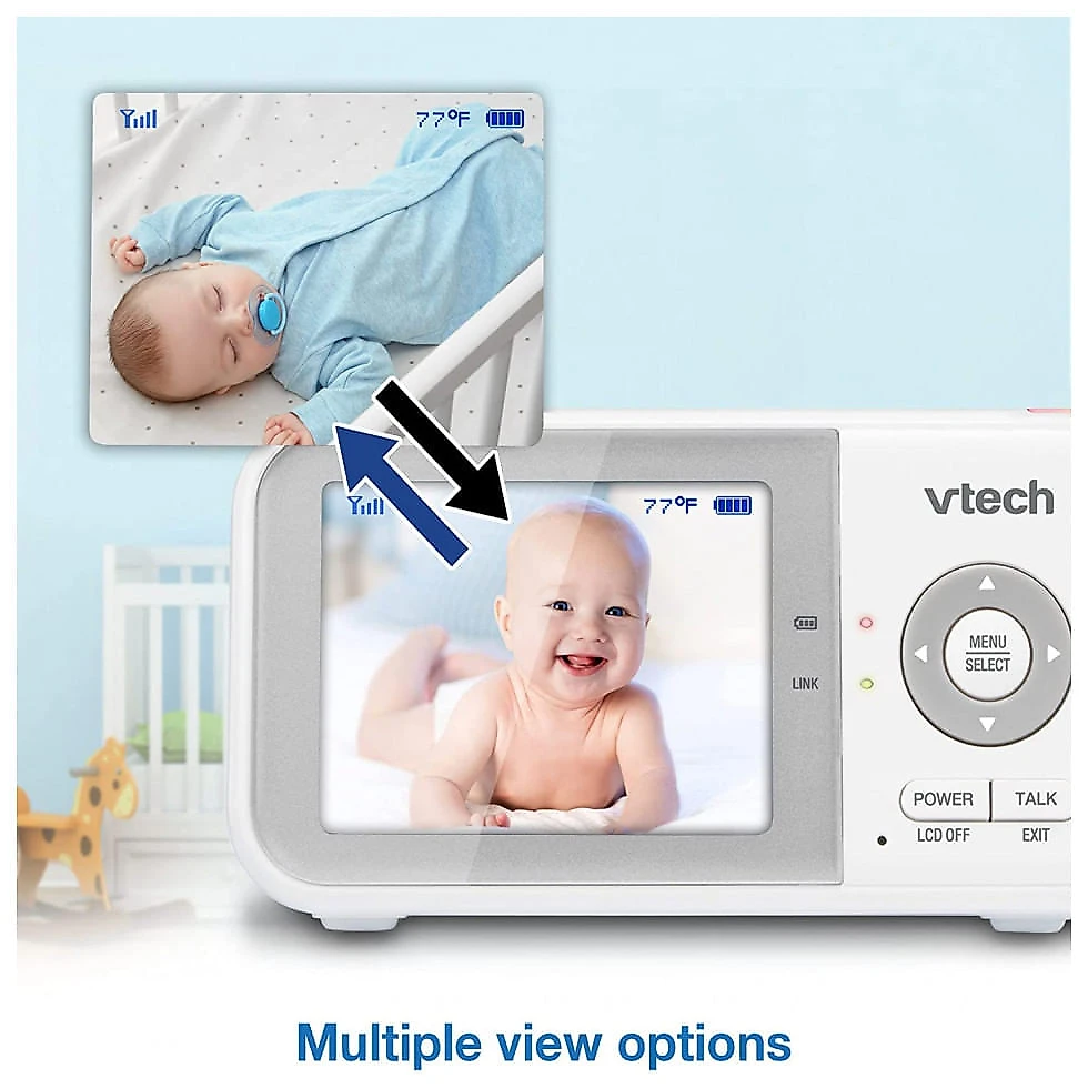 Babá Eletrônica VTech VM923 Alcance 90 m2, Monitor 270º com Sensor de Temperatura e Canções, Branco
