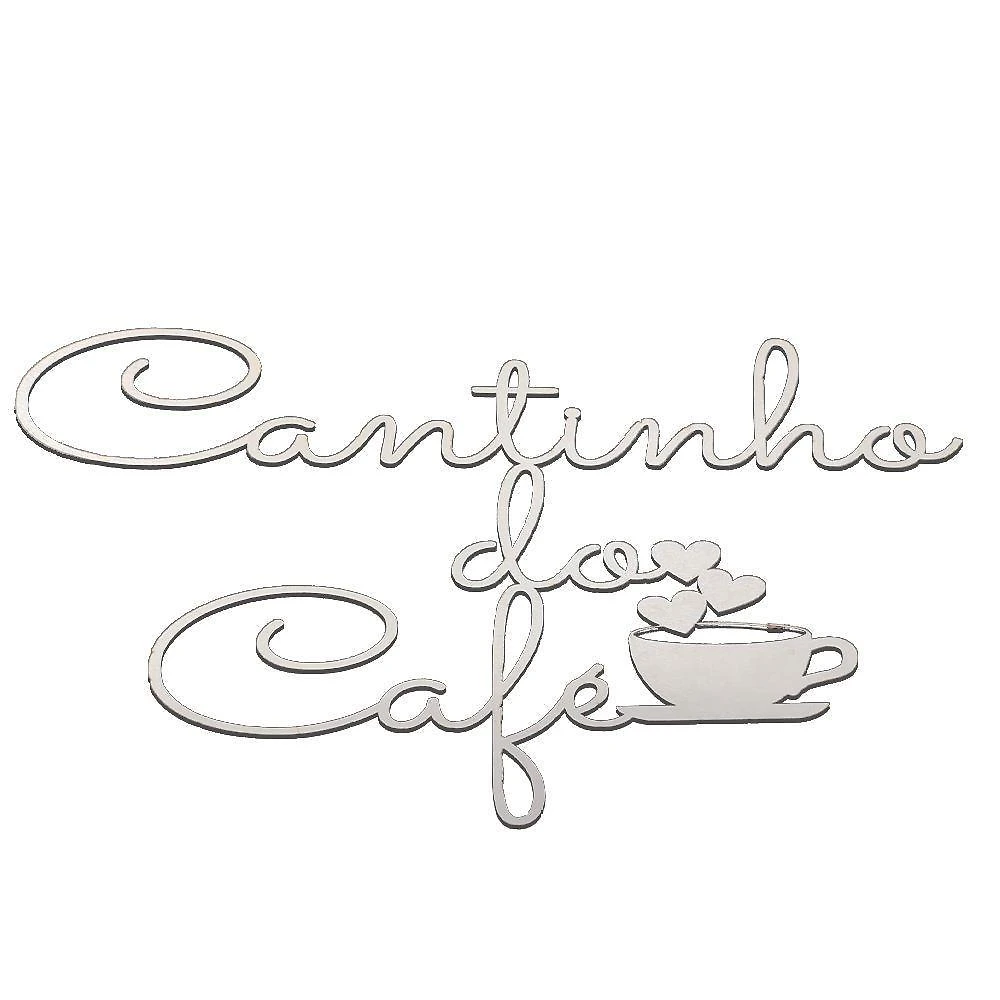 Placa Decorativa Caligrafia Cantinho do Café Trovarelli [F031] em MDF com Fita Dupla Face Branco