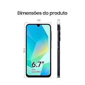 Smartphone Samsung Galaxy A16 5G Azul Escuro, 128GB, 4GB RAM, Câmera de até 50MP, Tela 6.7", NFC, IP54, Bateria 5000 mAh e Processador Exynos 1330