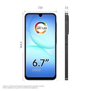 Celular Samsung Galaxy A17 4G Tela 6.7" 128GB Super AMOLED Câmera Tripla 50MP Preto