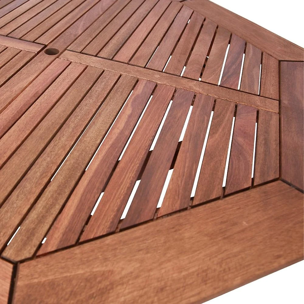 Conjunto Área Externa Mesa Oitavada 120cm e 4 Poltronas Eron Madeira Maciça Marrom Marrom