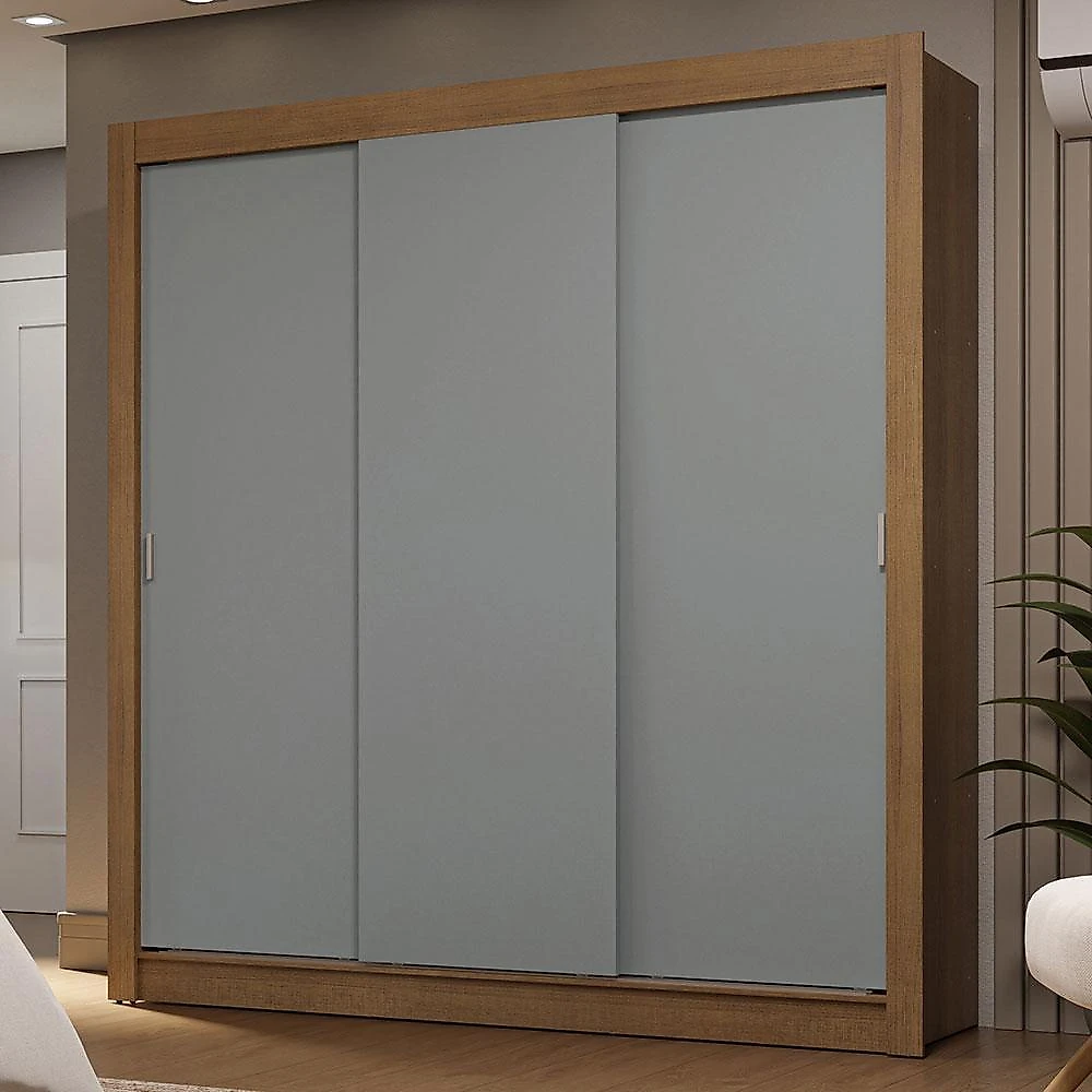 Guarda-roupa casal 3 portas de correr rustic/cinza sublime madesa