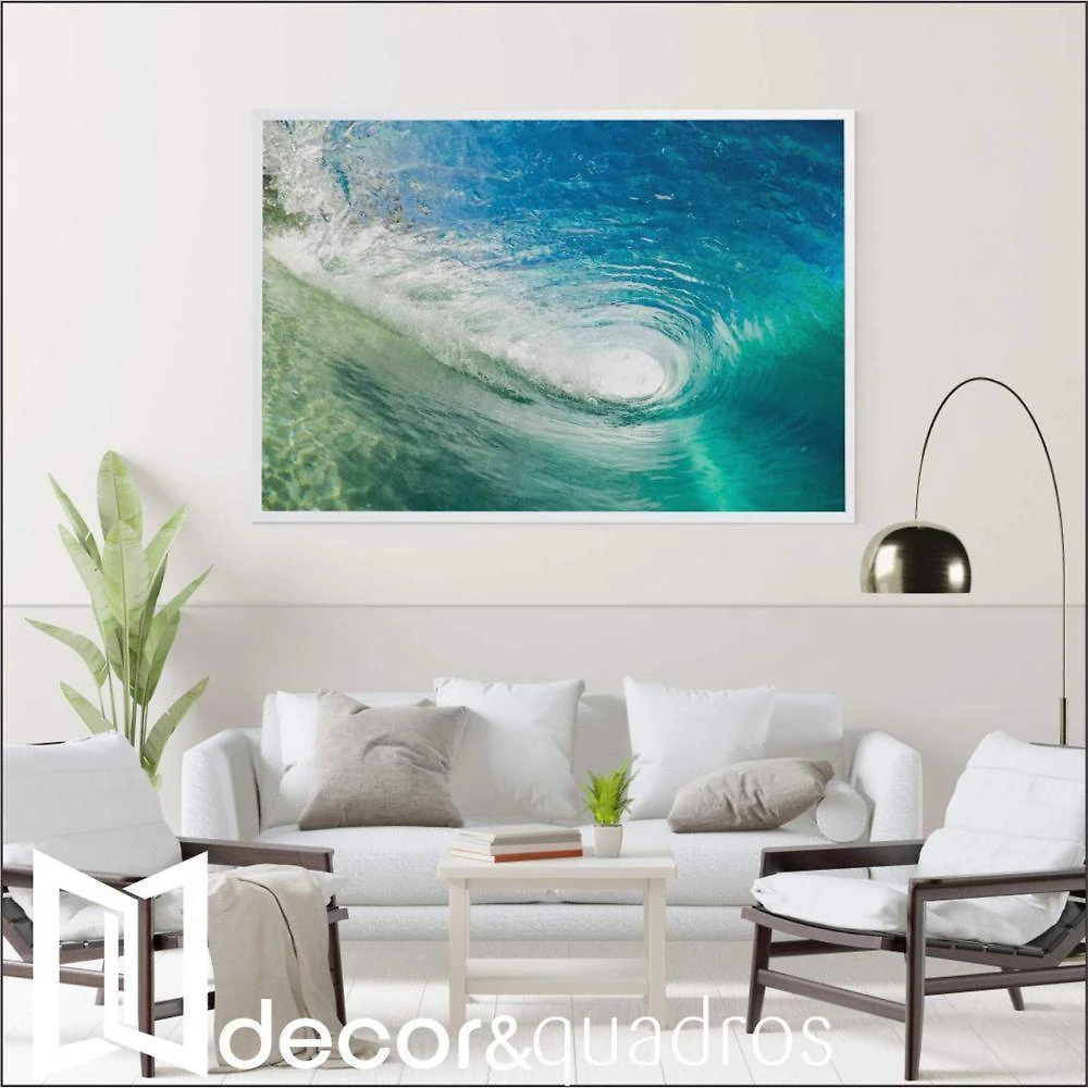Quadro Ondas 90x60 Cm Vidro Impresso