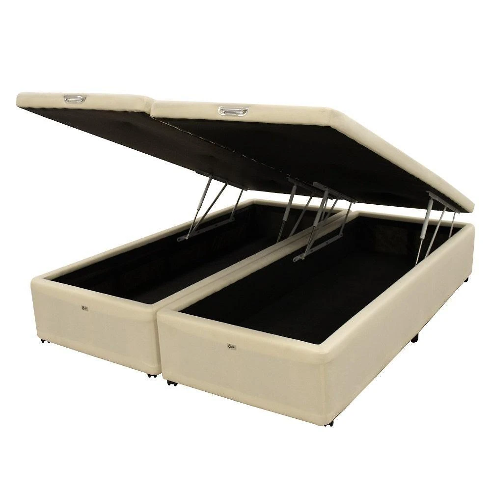 Cama Box Baú Castor Queen Vellus Bege 158x198x35cm