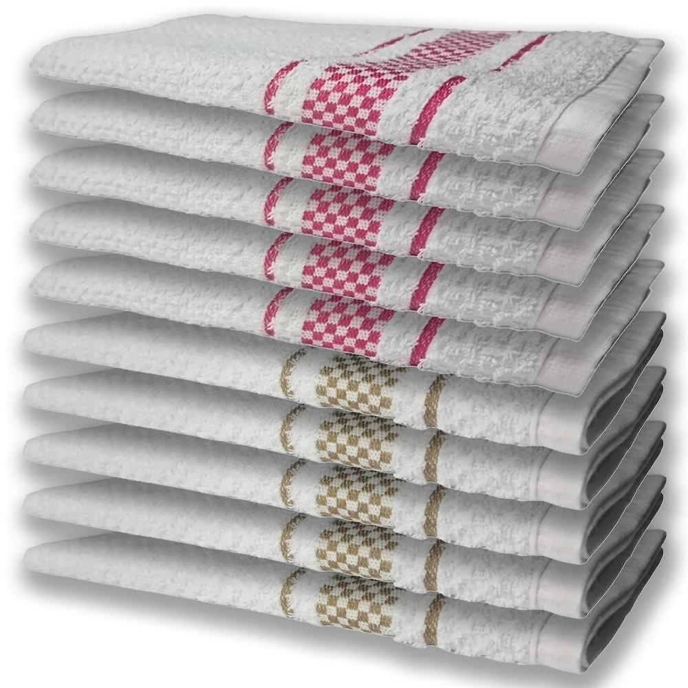 10 Panos De Prato Atoalhado Felpudo Premium 5 Rosa 5 Marrom
