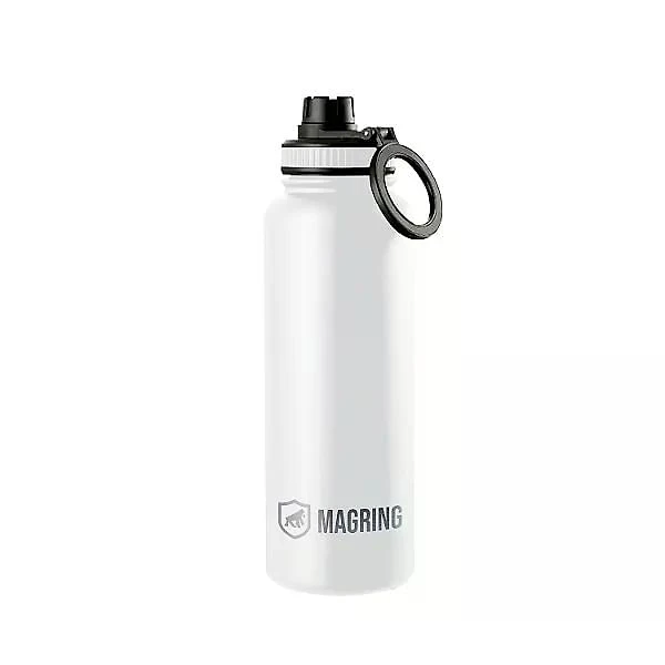 MagRing Garrafa Térmica 540ml Aço Inox com Suporte MagSafe - Mantém Fria 24h Quente 12h - Branca