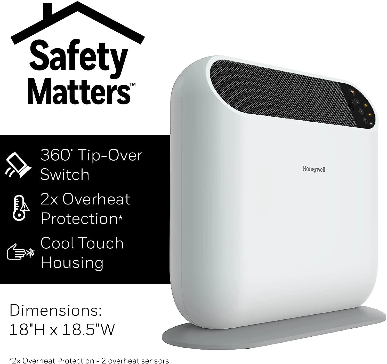 Honeywell ThermaWave 6 Aquecedor Elétrico de Cerâmica com 2 N íveis de Potência e Termostato Ajustável 110V Branco
