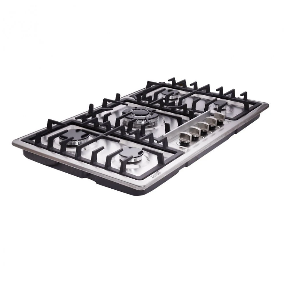 Cooktop a gás 5 bocas Deli-Kit inox escovado embutir dupla alimentação queimadores selados 110V