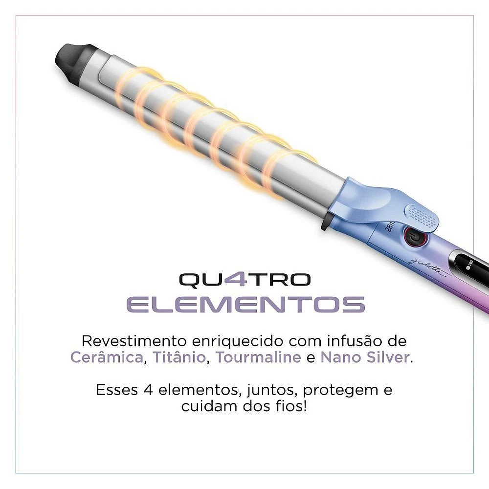 Modelador de Cachos MC-JU-03 28mm Cerâmica 5 Temperaturas Colors Mondial Bivolt