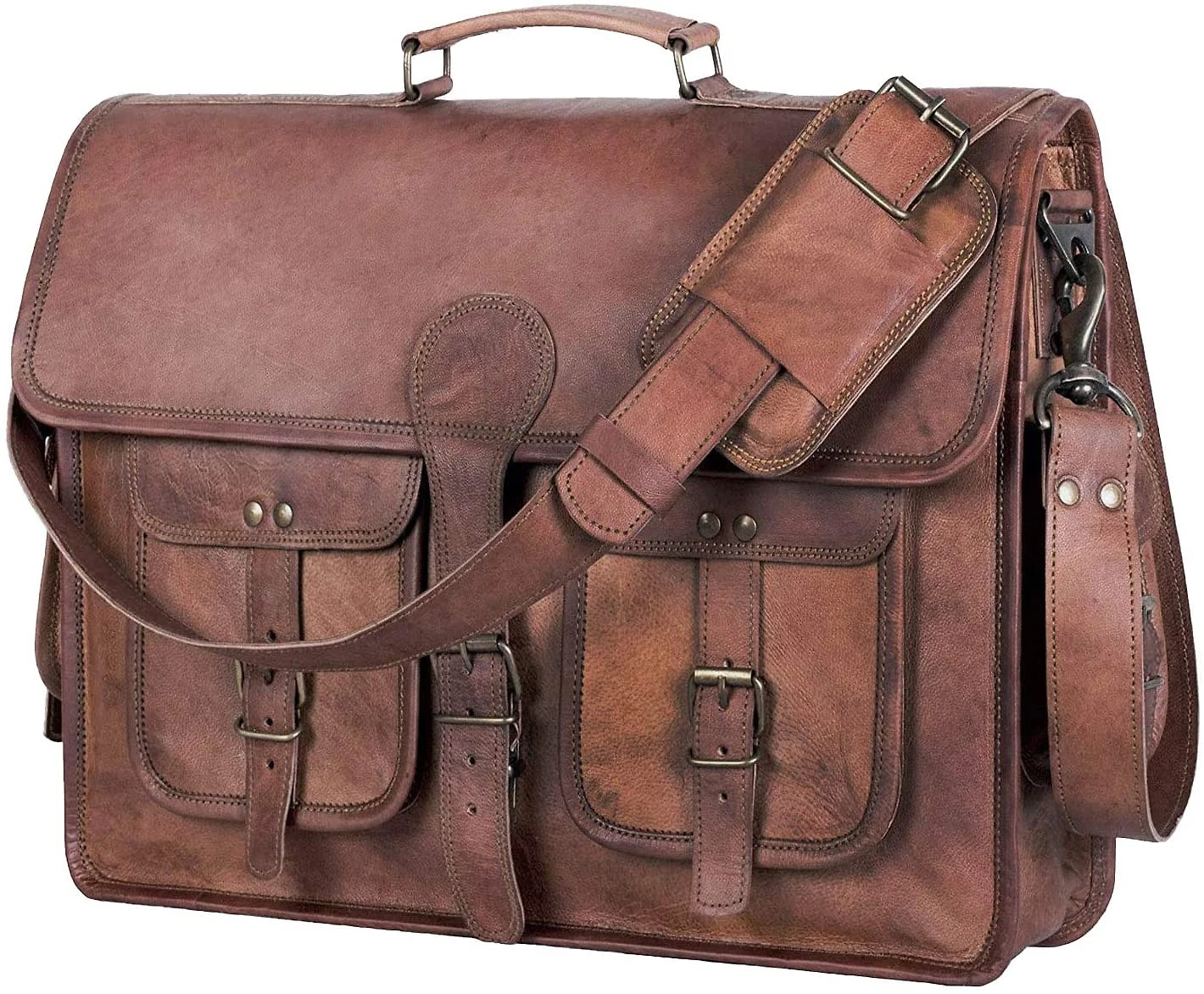 KPL BolsaPasta de Couro de Grão para LaptopMasculina