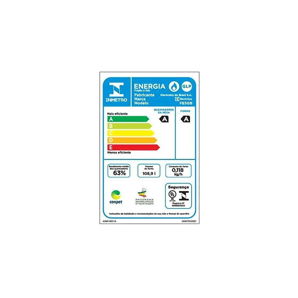 Fogão 5 bocas electrolux fe5gb efficient preto bivolt