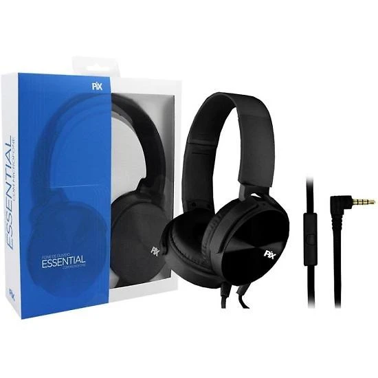 Fone de ouvido pix essential flat com microfone preto