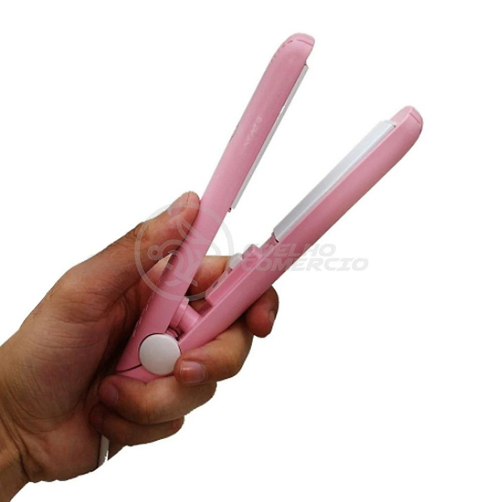 Mini Chapinha Prancha Para Viagem 17cm Bivolt rosa Bivolt
