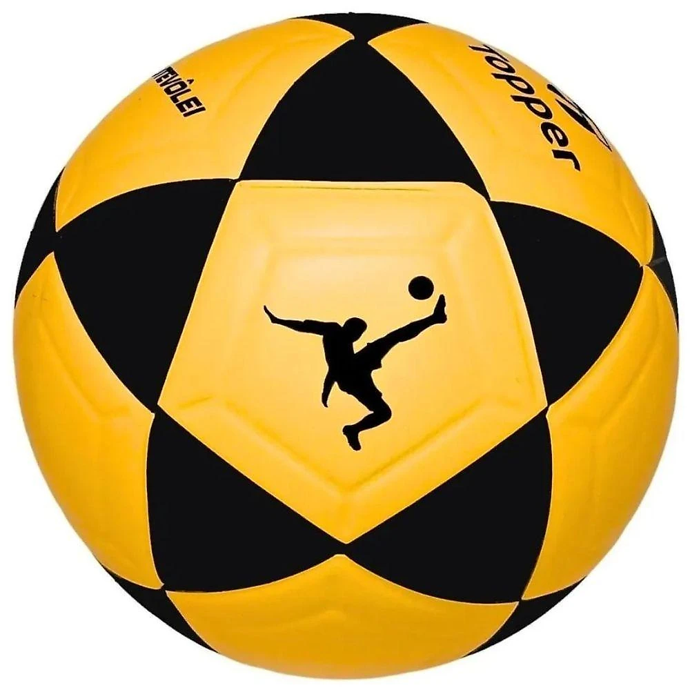 Bola de Futevôlei Topper R1 Oficial com Toque Macio em Amarelo e Preto Kit com 2 Unidades