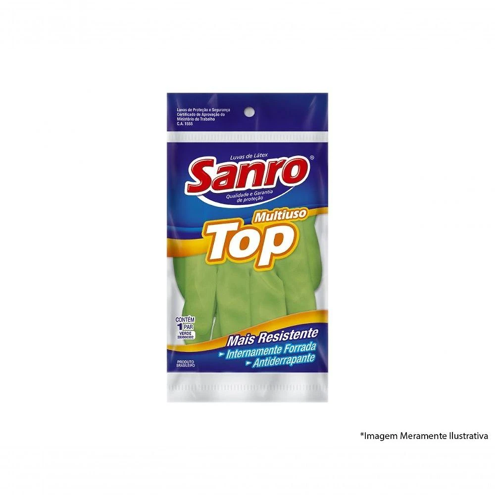 Luva Latex Sanro Forr Verde C G Blister C/10Pcs