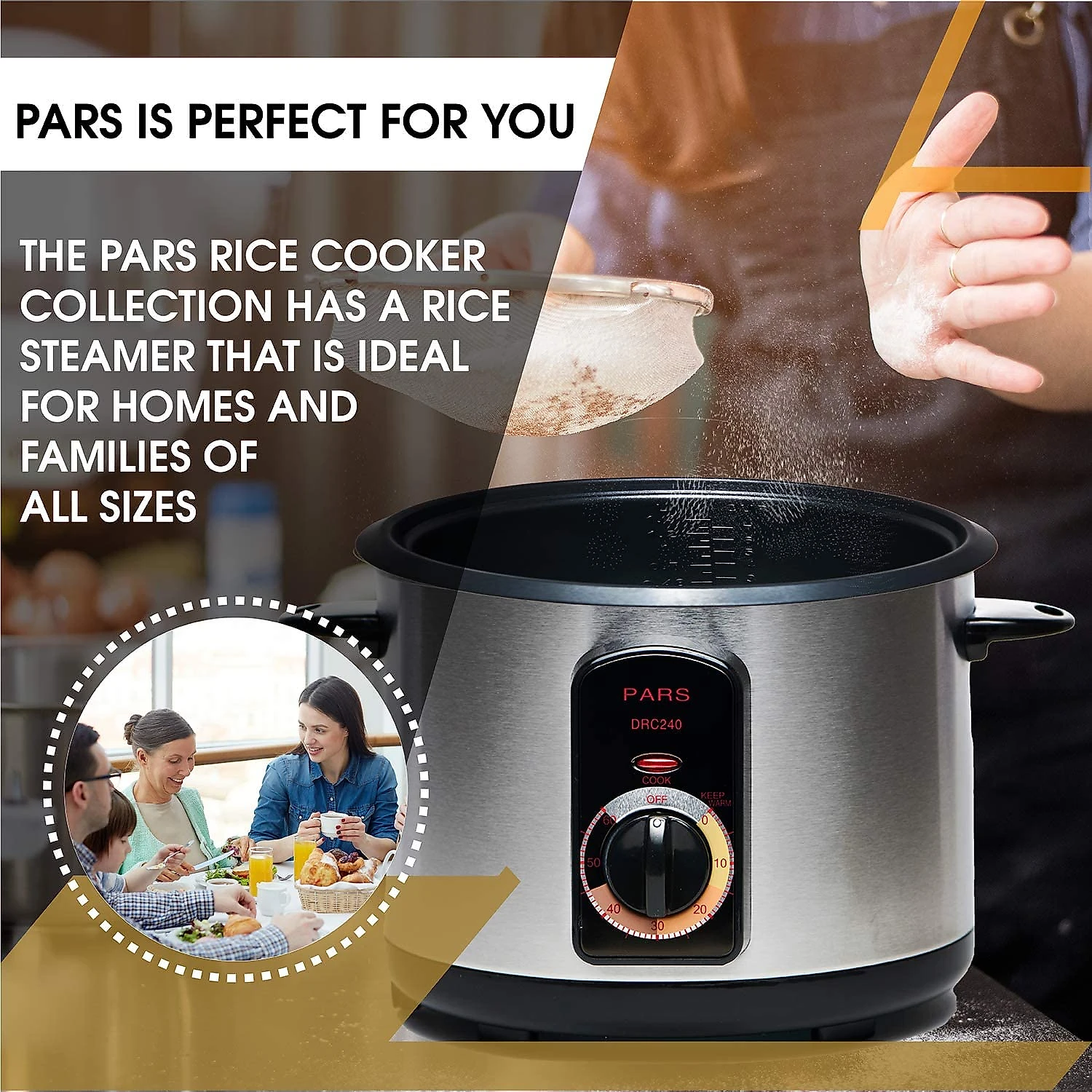 Pars Panela de Arroz Elétrica Automática Capacidade 24L com T emporizador 110V Aço Inoxidável