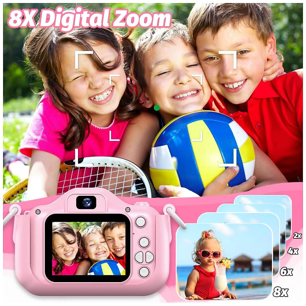 Câmera Selfie Infantil Goopow Para Meninas/Meninos 3-9 Anos, Digital com Capa Protetora e Cartão SD 32GB (DC-H21-PINK).