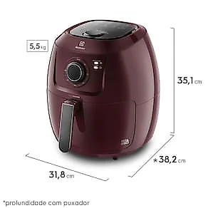 Fritadeira Elétrica Sem Óleo Air Fryer Electrolux Family Efficient Por Rita Lobo EAF51 5L – Vermelha Escura 110V