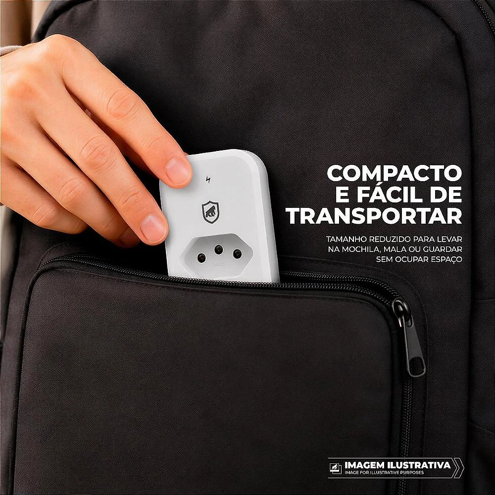 Dual Shock Protetor de Surtos Anti-raio 1,2 kA com DPS Bivolt 10A LED Indicativo PC Antichamas Branco