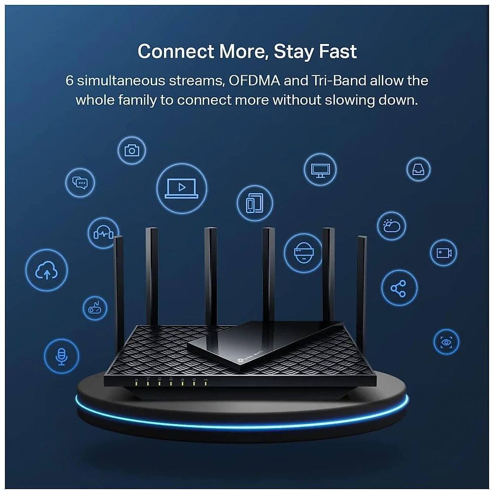Roteador TP-Link Archer AXE75 Tri-Band Wi-Fi 6E Preto 5400 Mbps Banda 6GHz