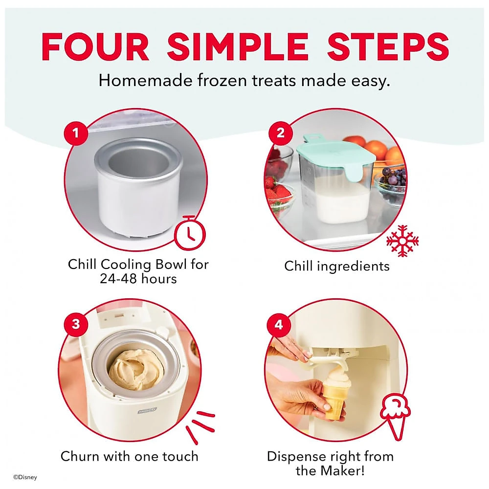 DASH Máquina de Sorvete Soft Serve Compacta com Tigela Congelante Dupla Capacidade 1,9L para Sorvete, Froyo, Sorbet e Frutas