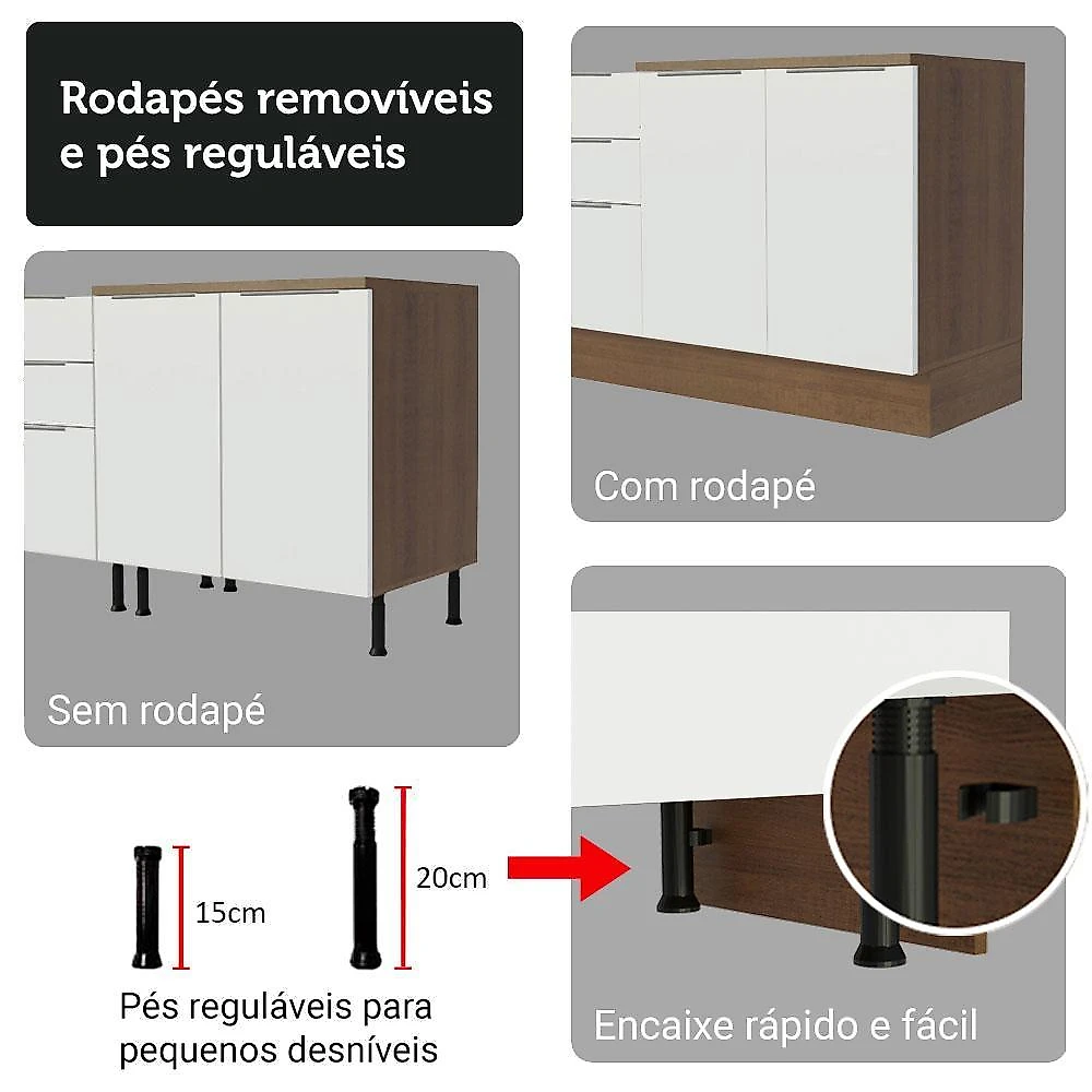 Armário de cozinha completa 270cm rustic/branco stella madesa 11