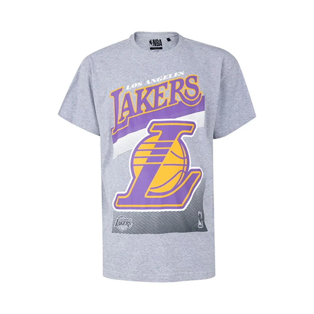 Camiseta básica masculina estampada plus size los angeles lakers cinza mescla n592a - nba