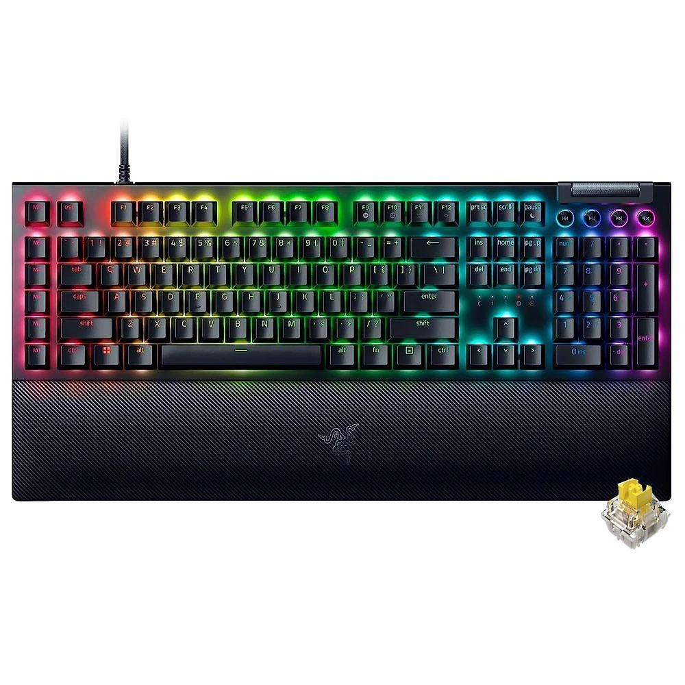 Teclado Gamer Mecânico Razer Blackwidow V4 USB RGB Yellow Inglês Preto