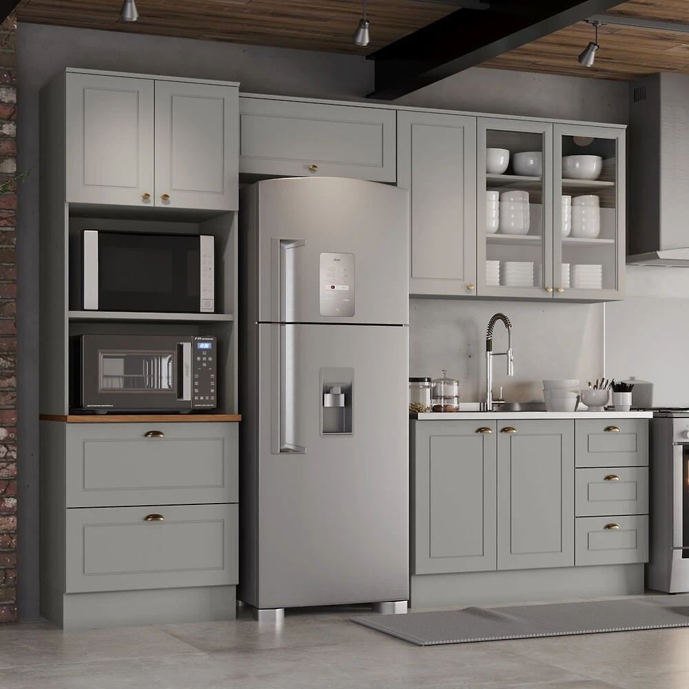 Cozinha Completa 4 Peças Com Aéreo Cristaleira Amy Casa 812