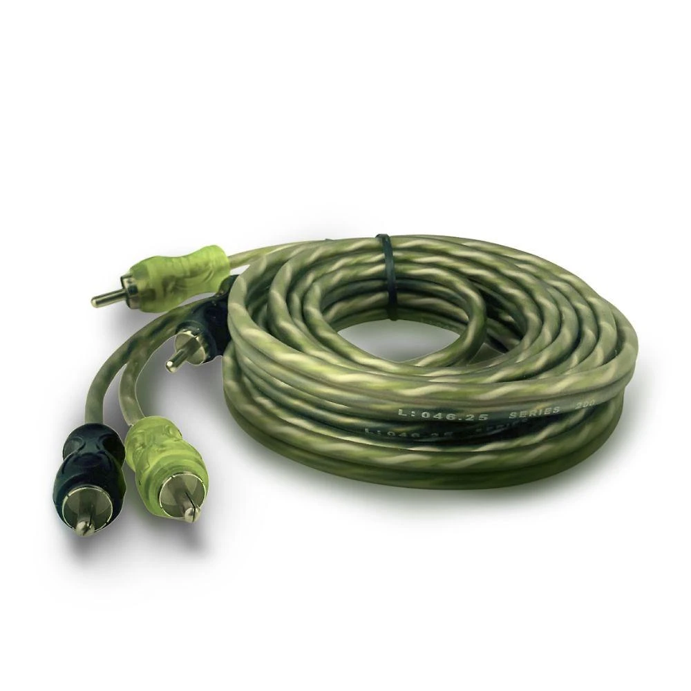 Cabo Rca Injetado Series 200 Pro 4mm 3m para Som Automotivo Slim Verde Translúcido Technoise