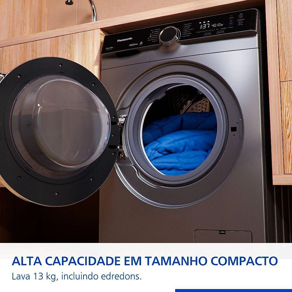 Lava e Seca Intuitive+ Panasonic 13kg/8kg Max Wash Função Vapor+ Antialérgico NA-S26MK1LBZ 110V