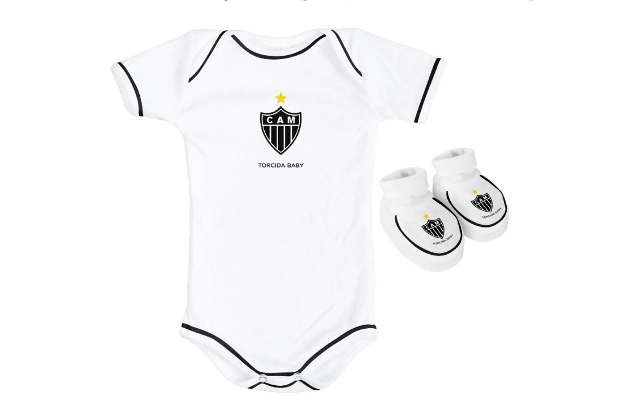 Kit 2 Peças - Body Manga Curta Branco - Torcida Baby