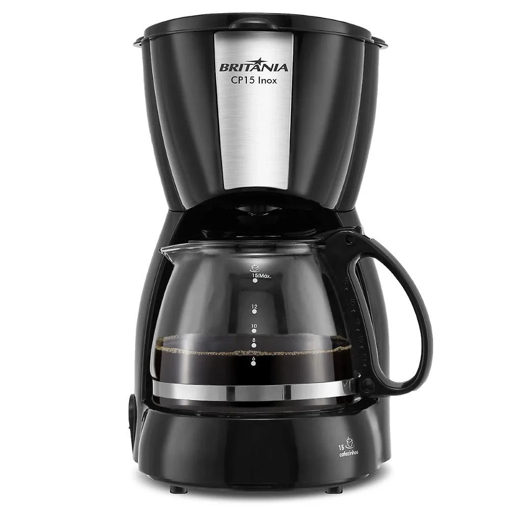 Cafeteira cp15 inox britânia com capacidade 600ml e colher dosadora 220v