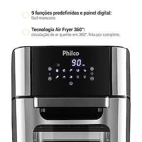 Fritadeira Elétrica Sem Óleo Air Fryer Oven Philco 12L PFR2200 Preta 110V
