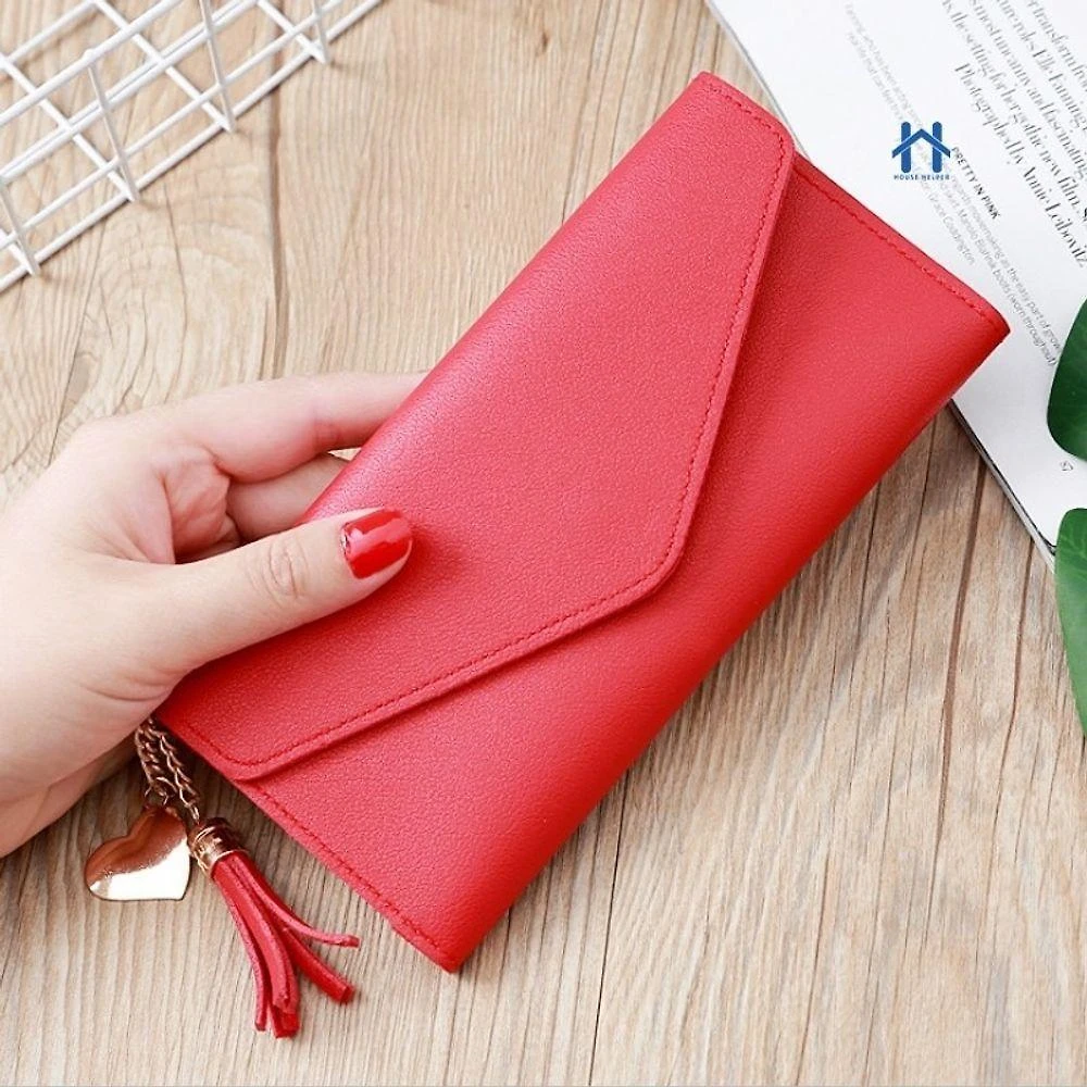 Bolsa Carteira Feminina Porta Cartões OEM em Couro 18 e 5x9x2 Vermelho