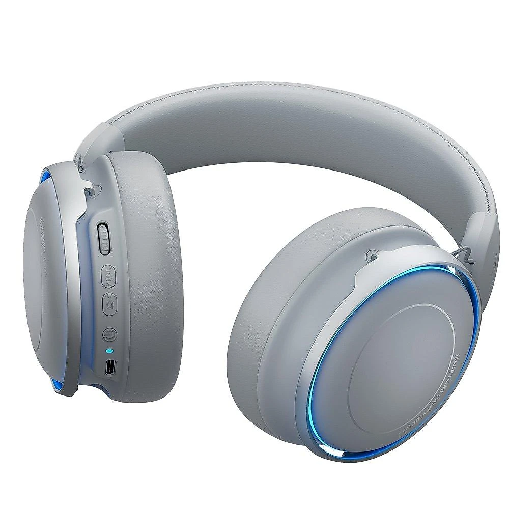 Headset Gamer Sem Fio Machenike GX60, Surround 7.1, Drivers 53mm, ANC, LED BLUE, Wireless 2.5Ghz, Bluetooth 5.4, Cinza - GX60