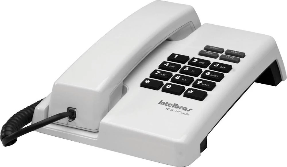 Telefone tc50 premium branco c/ flash redial mute intelbras