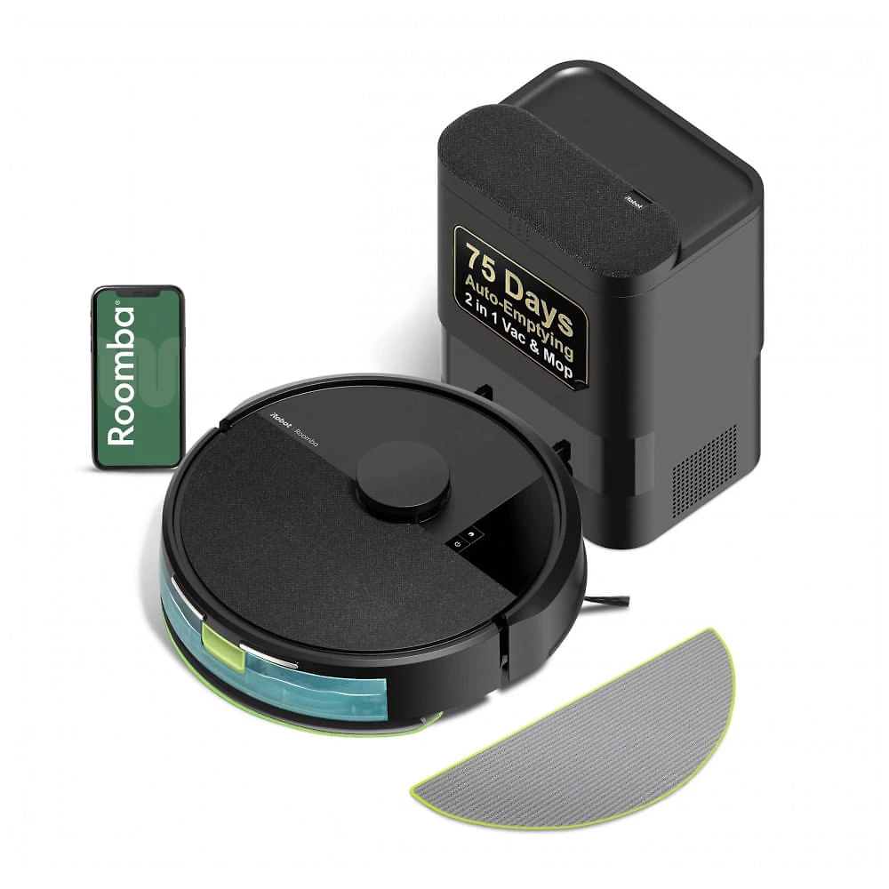 Robô Aspirador e Esfregão iRobot Roomba 105X Combo Preto com Base AutoEsvazio LiDAR WiFi