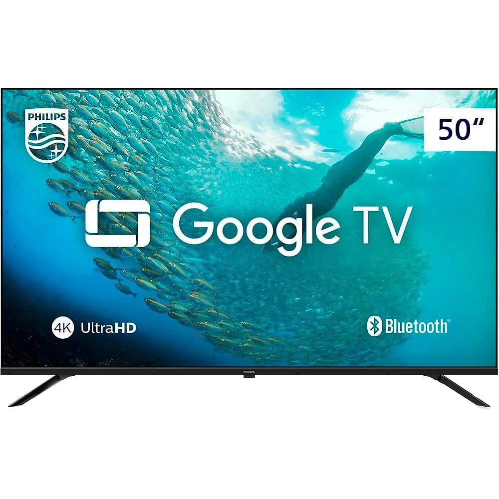 Smart tv led 50" ultra hd 4k philips 50pug7019 com google tv, comando de voz, wi-fi, entradas hdmi e usb