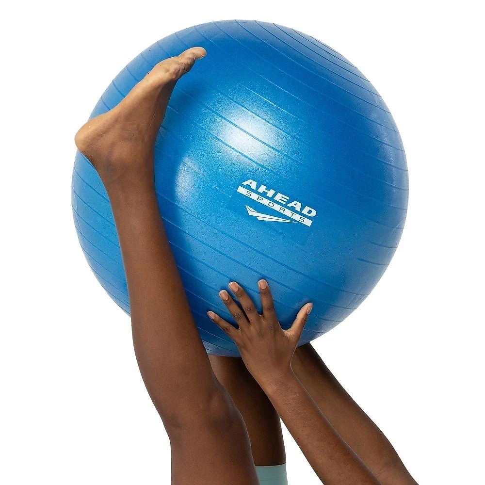 Bola Pilates 65cm - Abdominal Gym Ball Ahead Sports Com Inflador Cor Azul