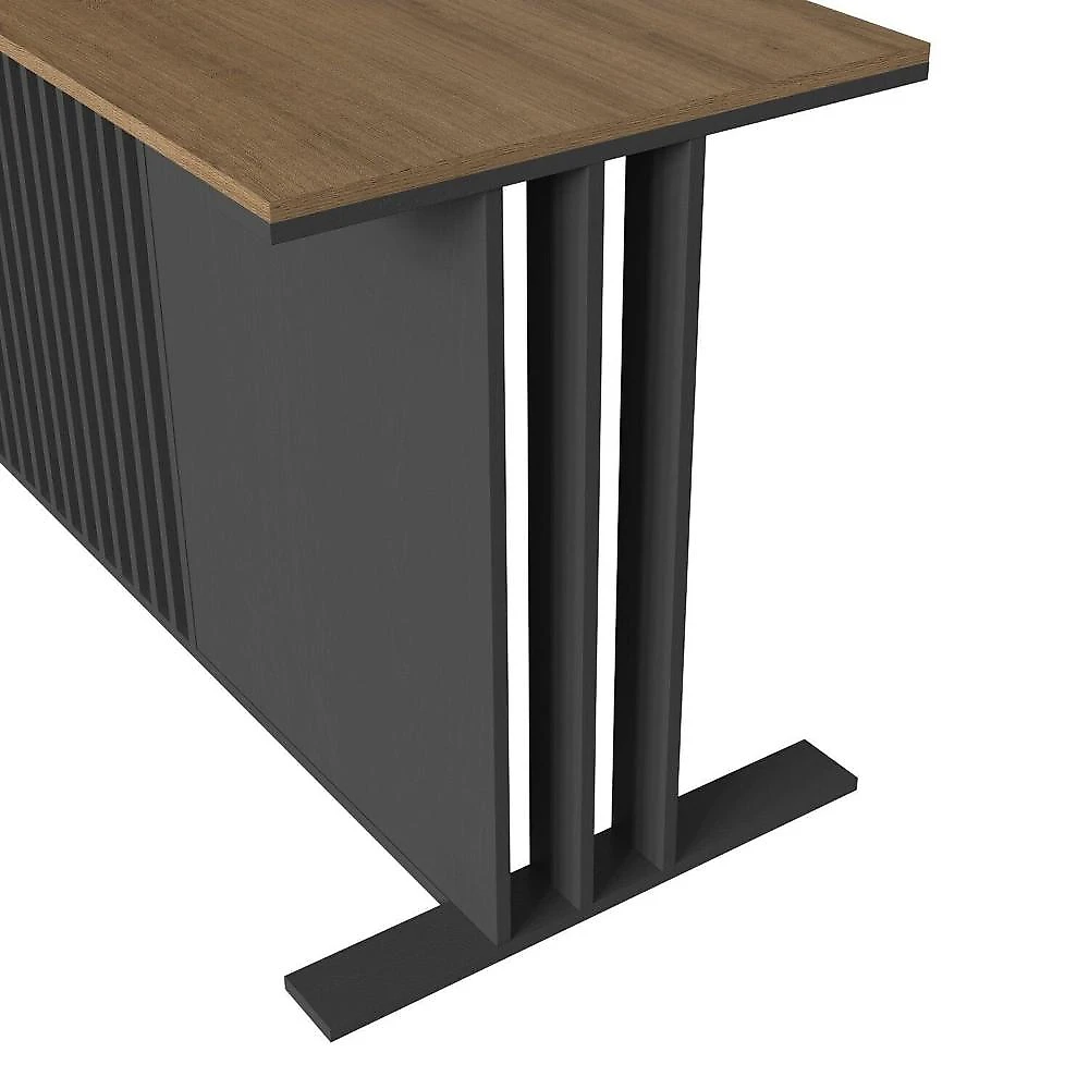Conjunto de Escritório com 2 Peças Mesa com Gavetas e Armário com Nichos Cj8001