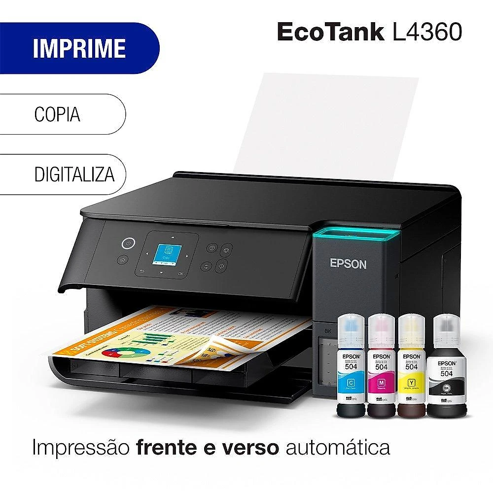 Multifuncional Epson EcoTank L4360 - Wi-Fi Direct, Frente e Verso Automático