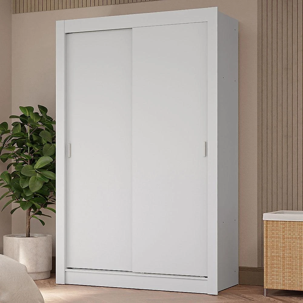 Guarda-roupa solteiro 2 portas de correr 4 gavetas branco vivare plus madesa