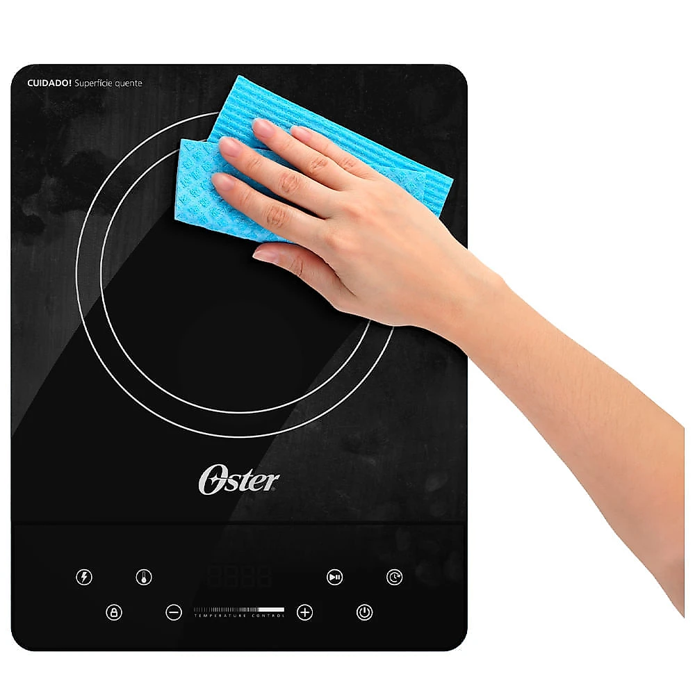 Cooktop Portátil por Indução Oster em Vitrocerâmico com 01 Boca, Painel Touch Preto - OTOP100 110