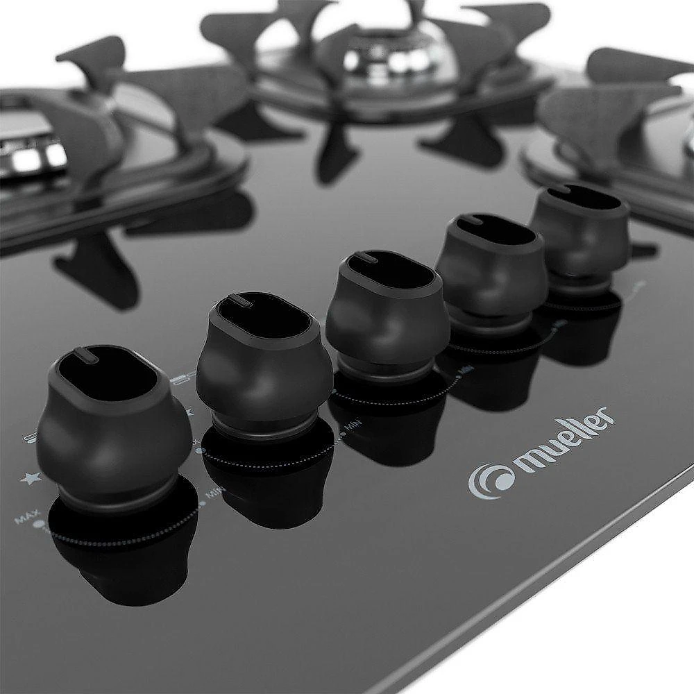 Fogão Cooktop Ultra Chama - 05 Bocas - Mueller Preto Bivolt