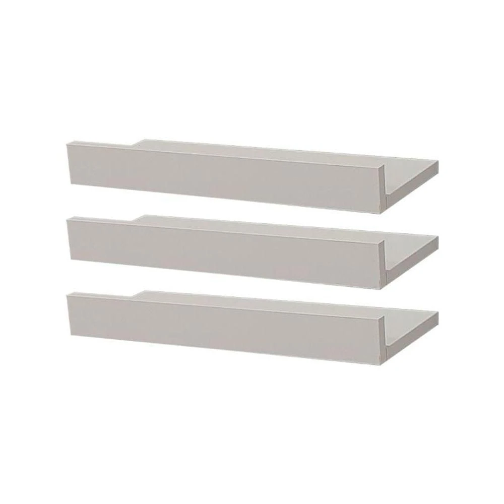 Prateleira Kit 3 Porta Quadros 50 X 10cm MDP Fixação Suporte Invisível Sala Branco