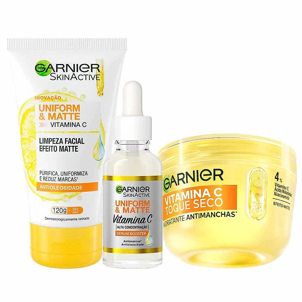 Garnier skin vitamina c kit - sérum + hidratante facial + gel de limpeza facial