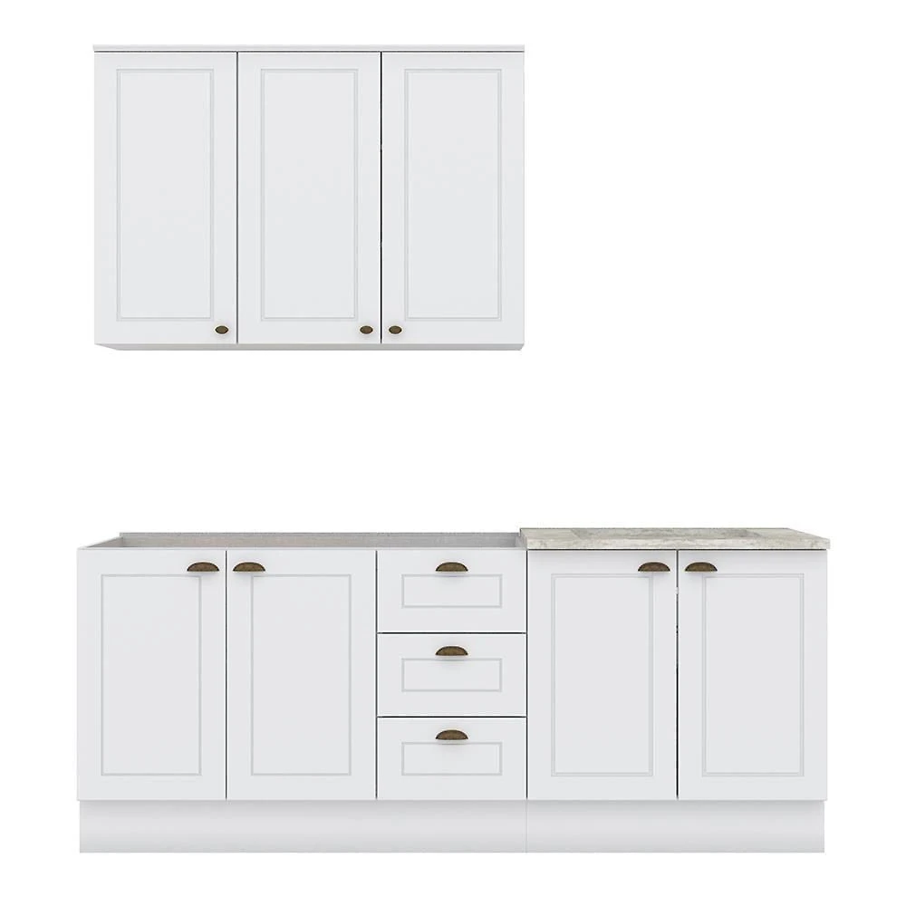 Cozinha Completa Americana 3 Peças Com Aéreo 3 Portas Branco - Móveis Henn Branco